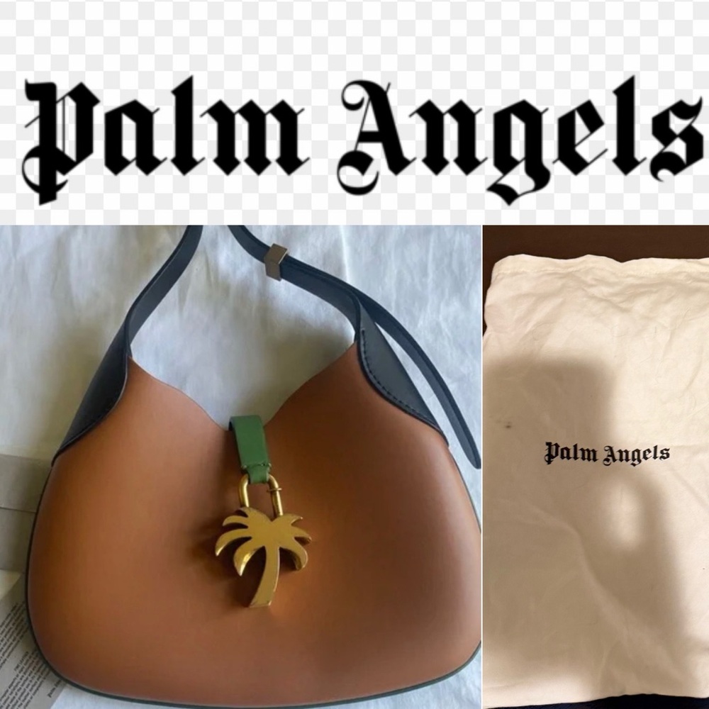Palm Angels Tan and Green Shoulder Bag